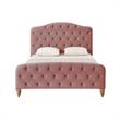 Calliope Bed Blush Velvet Queen Diamond Tufted Headboard and Footboard