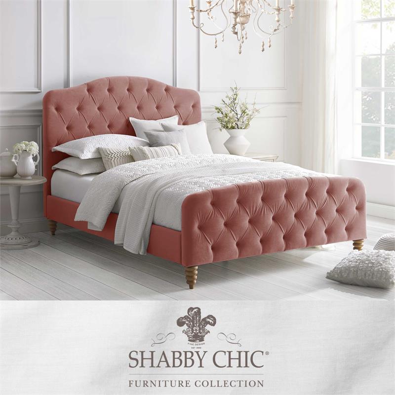 Calliope Bed Blush Velvet King Diamond Tufted Headboard and Footboard