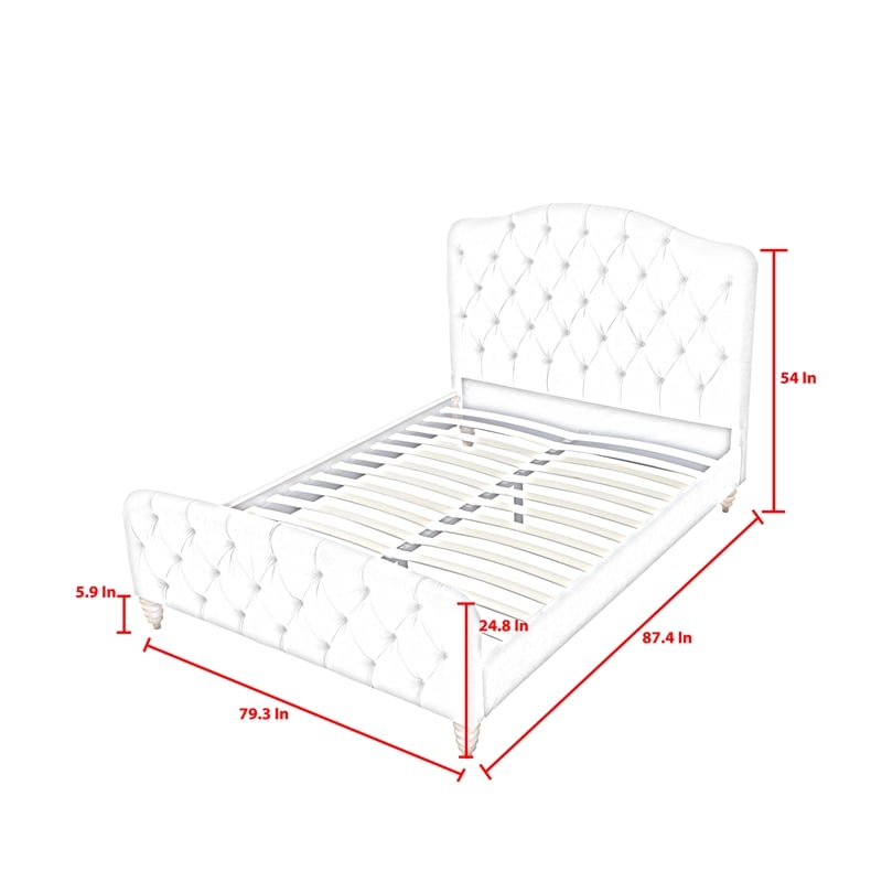 Calliope Bed Blush Velvet King Diamond Tufted Headboard and Footboard