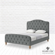 Calliope Bed Gray Velvet Twin Diamond Tufted Headboard and Footboard Upholstered