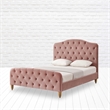 Calliope Bed Blush Velvet Twin Diamond Tufted Headboard and Footboard