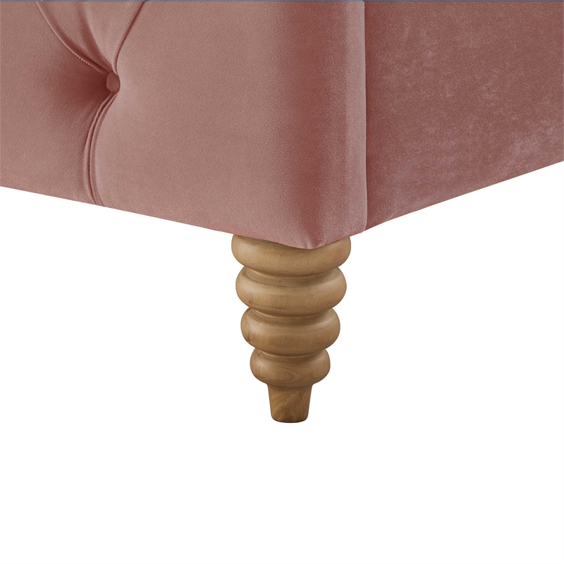 Calliope Bed Blush Velvet Twin Diamond Tufted Headboard and Footboard