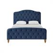 Calliope Bed Navy Velvet Queen Diamond Tufted Headboard and Footboard