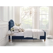 Calliope Bed Navy Velvet Queen Diamond Tufted Headboard and Footboard