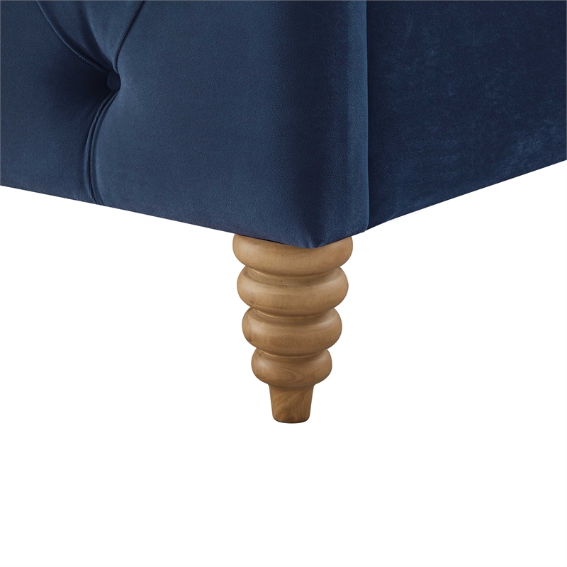 Calliope Bed Navy Velvet Queen Diamond Tufted Headboard and Footboard
