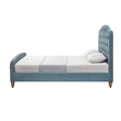 Calliope Bed Light Blue Velvet Twin Diamond Tufted Headboard and Footboard