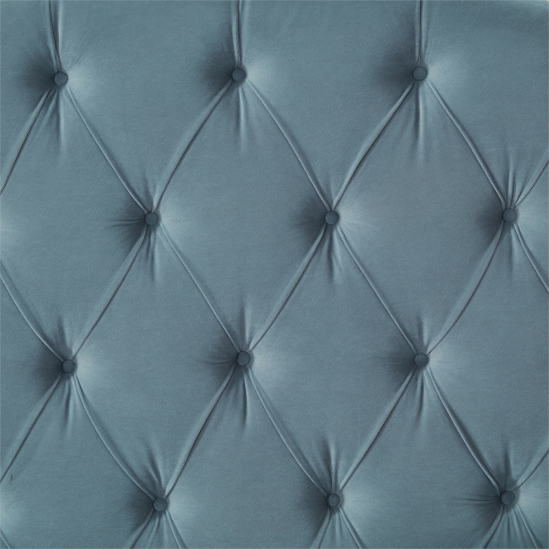 Calliope Bed Light Blue Velvet King Diamond Tufted Headboard and Footboard