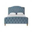 Calliope Bed Light Blue Velvet King Diamond Tufted Headboard and Footboard
