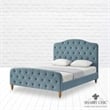 Calliope Bed Light Blue Velvet King Diamond Tufted Headboard and Footboard