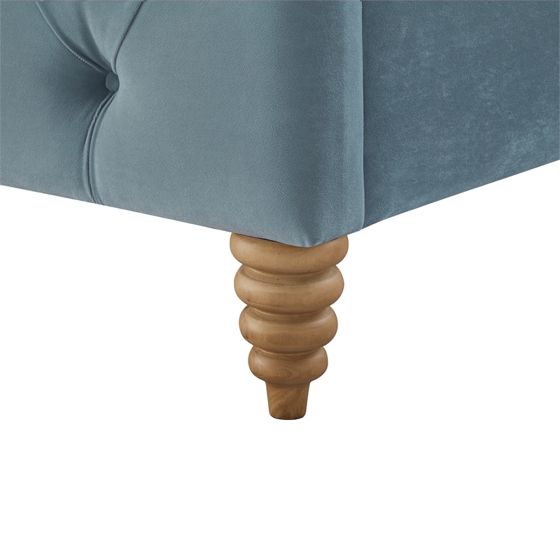 Calliope Bed Light Blue Velvet King Diamond Tufted Headboard and Footboard