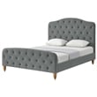 Calliope Bed Gray wood Velvet Queen Diamond Tufted Headboard and Footboard