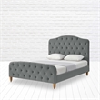 Calliope Bed Gray wood Velvet Queen Diamond Tufted Headboard and Footboard