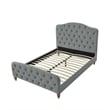 Calliope Bed Gray wood Velvet Queen Diamond Tufted Headboard and Footboard