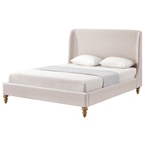 Kataleya Bed Pink Linen Twin Wingback Upholstered