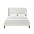Kataleya Bed Cream White Linen Twin Wingback Upholstered
