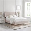 Kataleya Bed Pink Linen Queen Wingback Upholstered