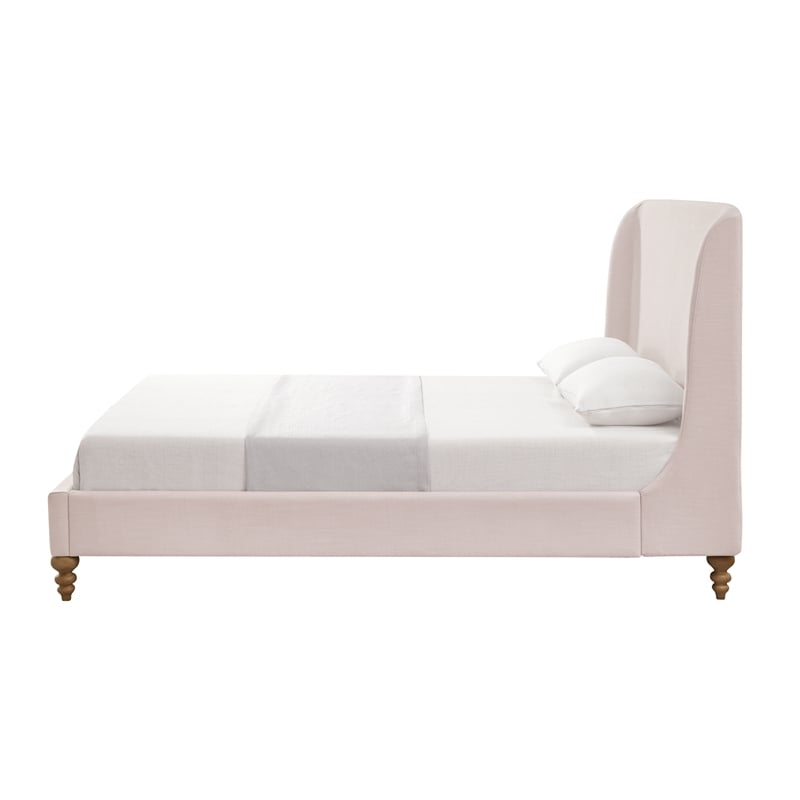 Kataleya Bed Pink Linen Queen Wingback Upholstered