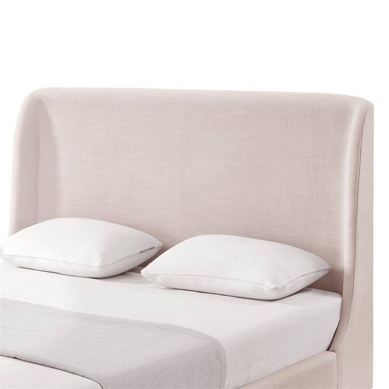 Kataleya Bed Pink Linen Queen Wingback Upholstered