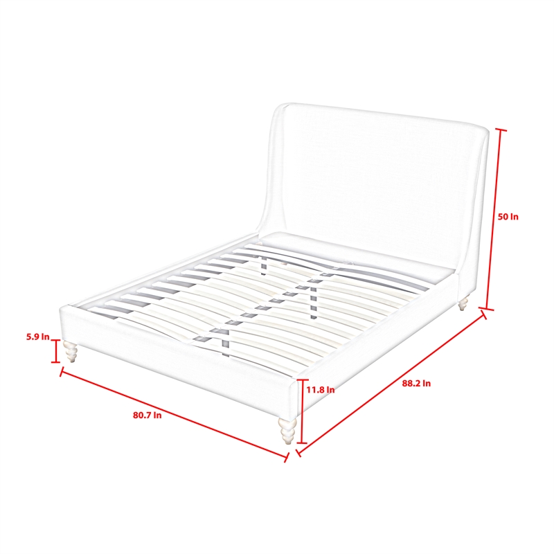 Kataleya Bed Cream White Linen King Wingback Upholstered