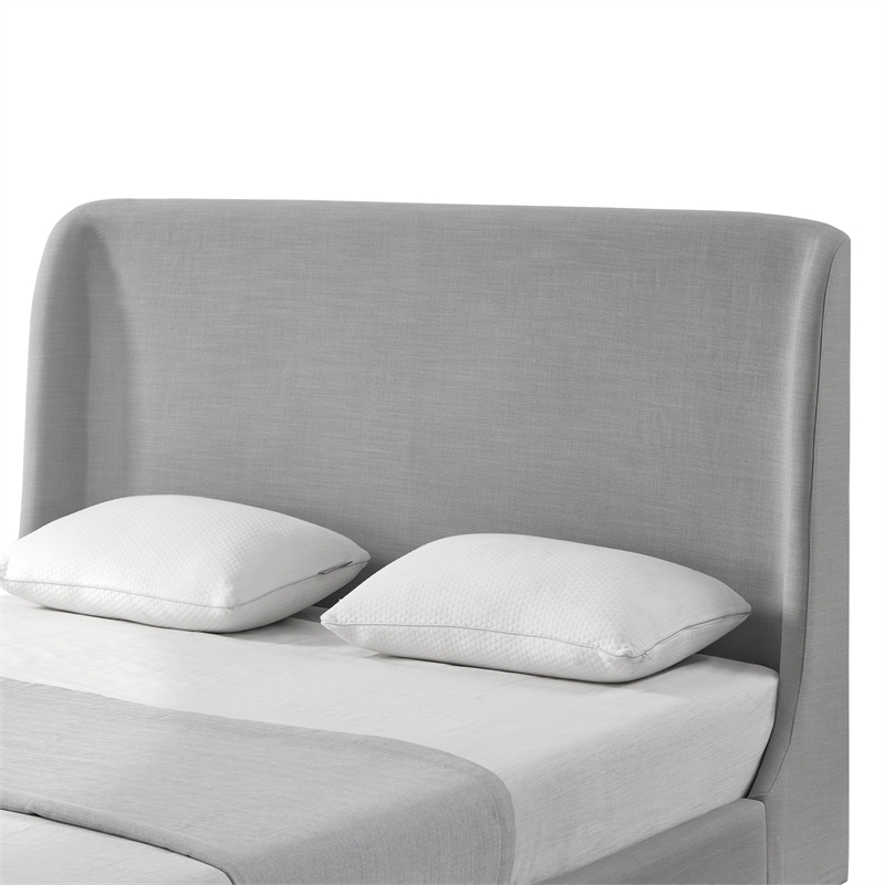 Kataleya Bed Gray wood Linen Twin Wingback Upholstered