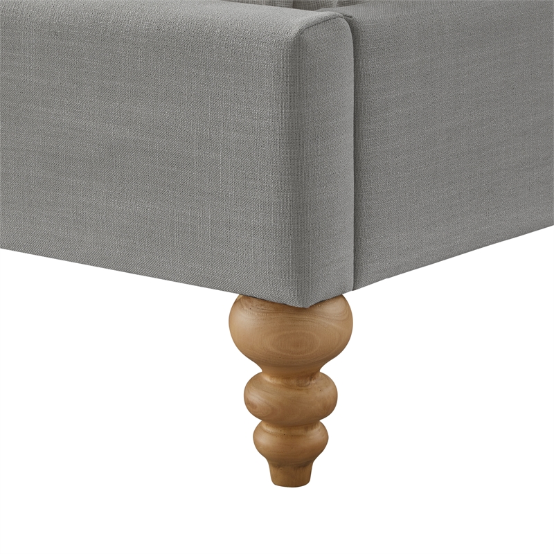 Kataleya Bed Gray wood Linen King Wingback Upholstered