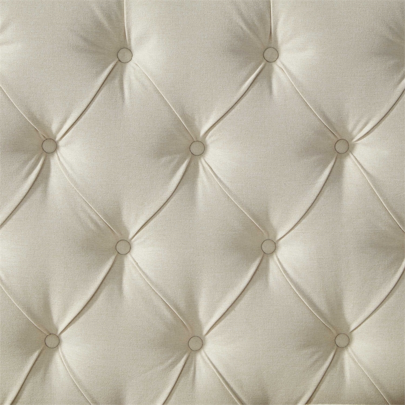 Addalynn Yellow Bed Beige Linen Twin Rolled Top Button Tufted Nailhead Trim