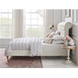 Addalynn Bed Cream White Linen King Rolled Top Button Tufted Nailhead Trim