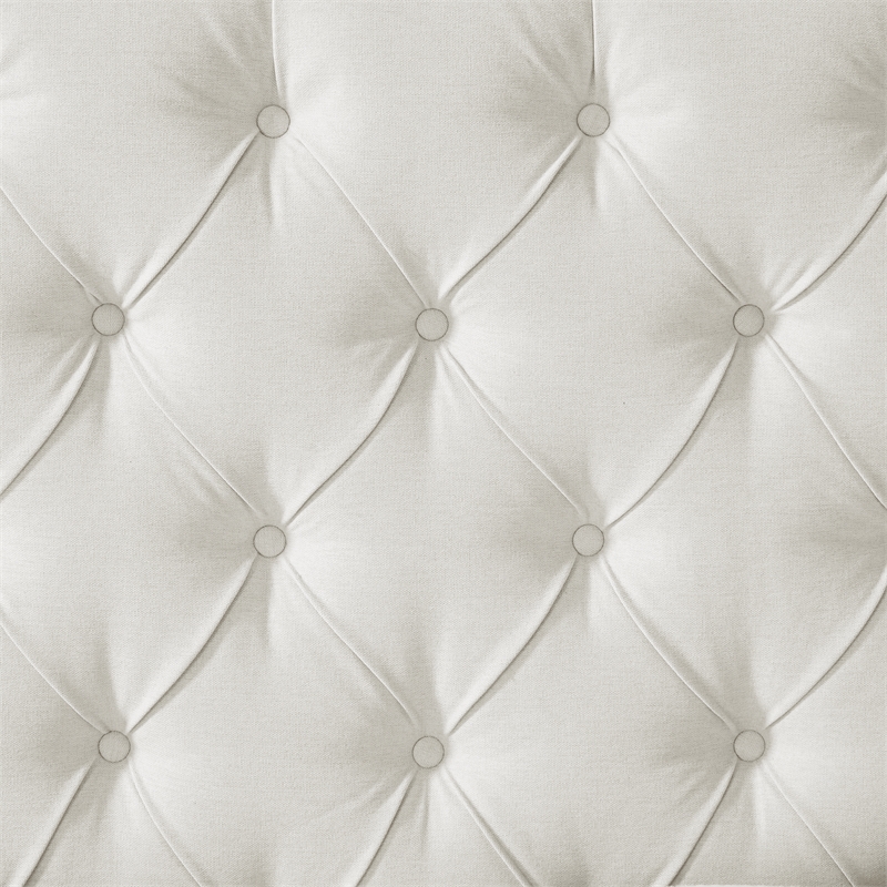 Addalynn Bed Cream White Linen Queen Rolled Top Button Tufted Nailhead Trim