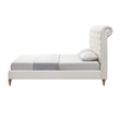 Addalynn Bed Cream White Linen Queen Rolled Top Button Tufted Nailhead Trim