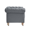 Londynn Club Chair Dark Gray Fabric Linen Button Tufted Rolled Sinuous Springs