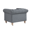 Londynn Club Chair Dark Gray Fabric Linen Button Tufted Rolled Sinuous Springs