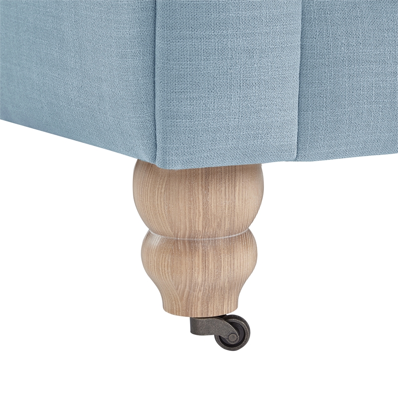 Londynn Club Chair Light Blue Linen Button Tufted Rolled Arm Sinuous Springs