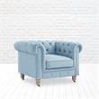 Londynn Club Chair Light Blue Linen Button Tufted Rolled Arm Sinuous Springs