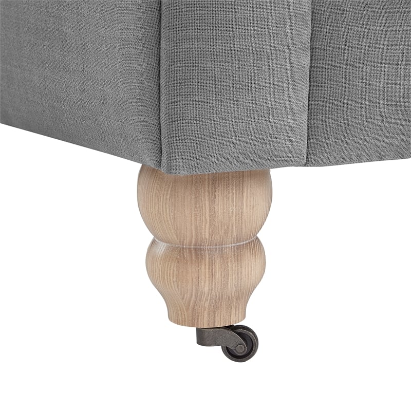 Londynn Club Chair Fabric Light Grey Linen Button Tufted Rolled Sinuous Springs