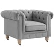 Londynn Club Chair Fabric Light Grey Linen Button Tufted Rolled Sinuous Springs