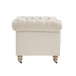 Londynn Yellow Fabric Club Chair Beige Linen Button Tufted Rolled Arm Springs