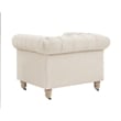 Londynn Yellow Fabric Club Chair Beige Linen Button Tufted Rolled Arm Springs