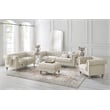 Londynn Yellow Fabric Club Chair Beige Linen Button Tufted Rolled Arm Springs