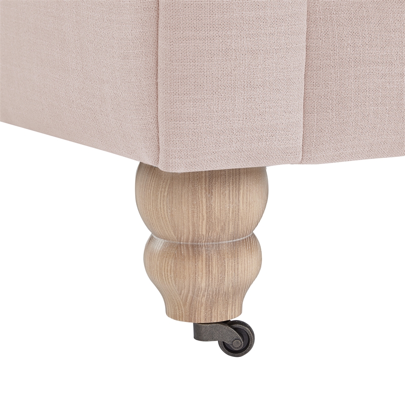 Londynn Club Chair Pink Linen Button Tufted Rolled Arm Sinuous Springs