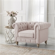 Londynn Club Chair Pink Linen Button Tufted Rolled Arm Sinuous Springs