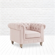 Londynn Club Chair Pink Linen Button Tufted Rolled Arm Sinuous Springs