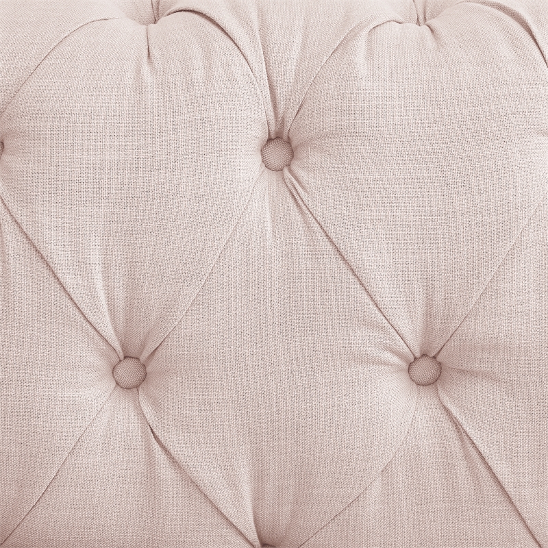 Londynn Loveseat Pink Linen Button Tufted Rolled Arm Sinuous Springs