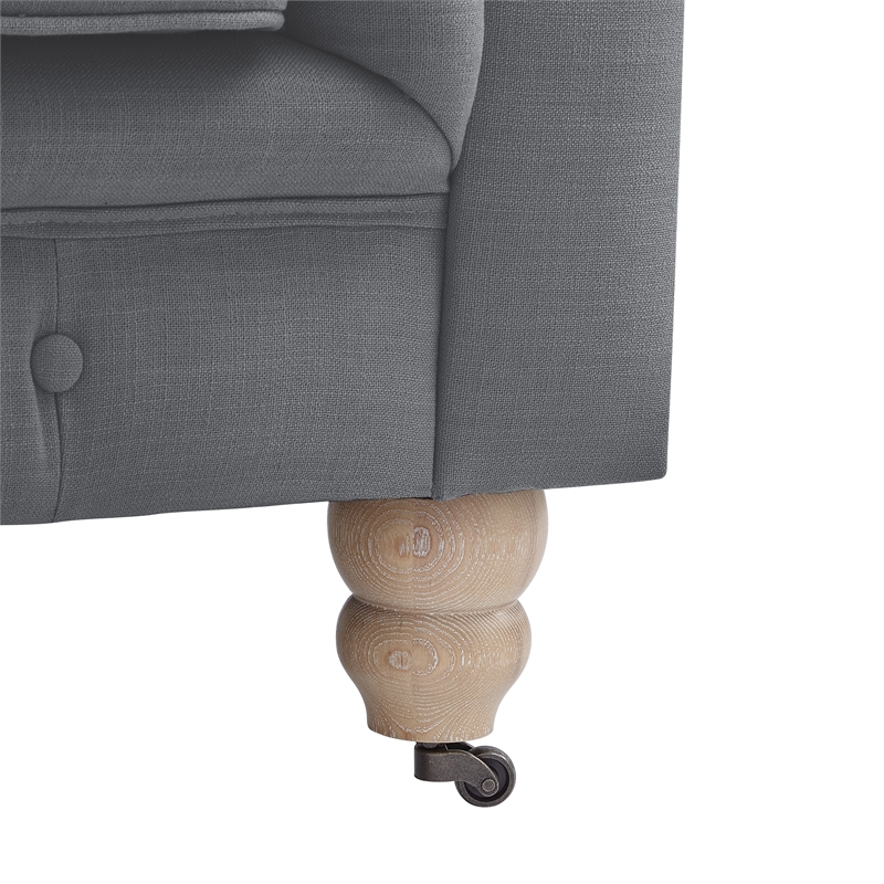 Londynn Loveseat Dark Grey Linen Button Tufted Rolled Arm Sinuous Springs