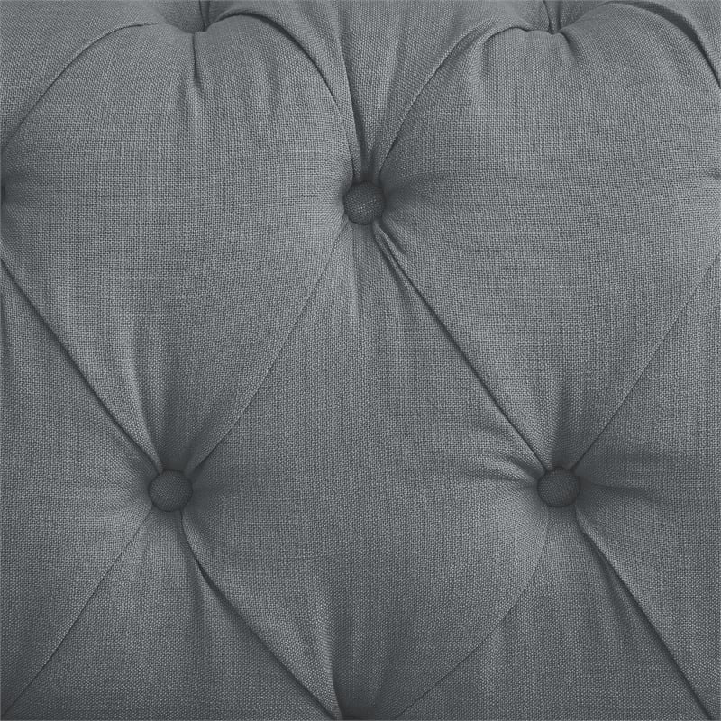 Londynn Loveseat Dark Grey Linen Button Tufted Rolled Arm Sinuous Springs