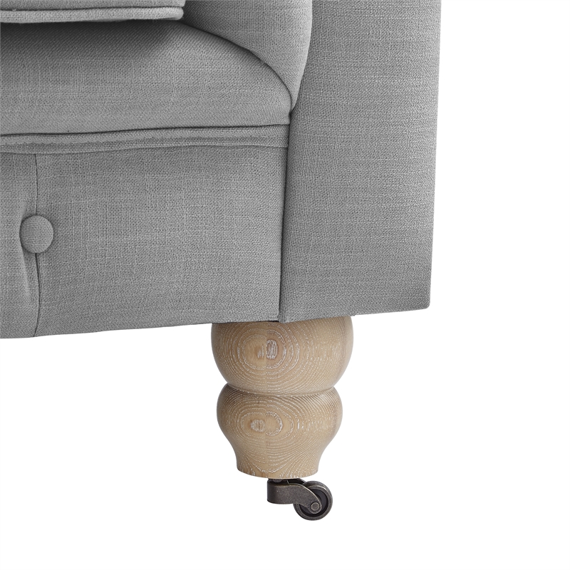 Londynn Loveseat Light Grey Linen Button Tufted Rolled Arm Sinuous Springs