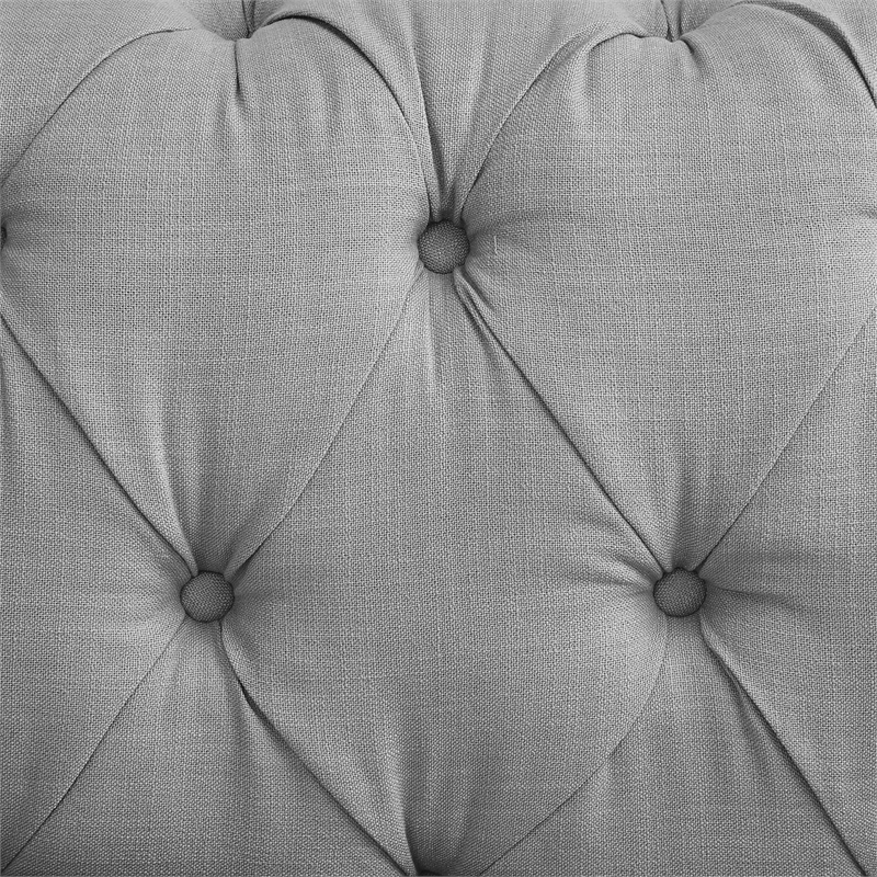 Londynn Loveseat Light Grey Linen Button Tufted Rolled Arm Sinuous Springs