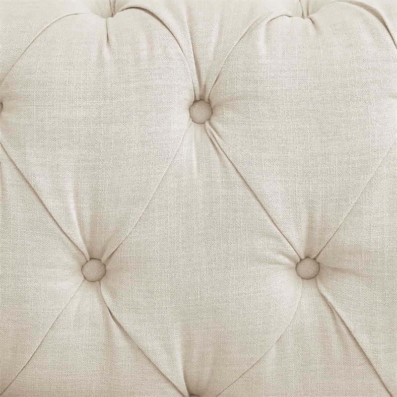 Londynn Loveseat Beige Linen Button Tufted Rolled Arm Sinuous Springs