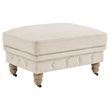 Londynn Cocktail Ottoman Beige Linen Button Tufted Sinuous Springs