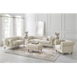 Londynn Cocktail Ottoman Beige Linen Button Tufted Sinuous Springs