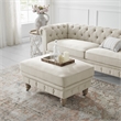 Londynn Cocktail Ottoman Beige Linen Button Tufted Sinuous Springs